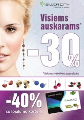 Visą gegužės mėnesį „Silver City“ salone, visiems auskarams -30% nuolaida, su lojalumo kortele -40% nuolaida!