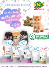 Visą gegužės mėnesį ėdalas „Nature‘s Protection“ Jūsų mažyliams augintiniams su -15% nuolaida!