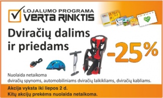 -25% dviračių dalims ir priedams SENUKUOSE!