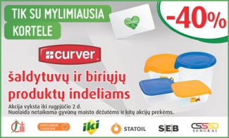 Tik su Mylimiausia kortele CURVER šaldytuvų ir biriųjų produktų indeliams -40%!