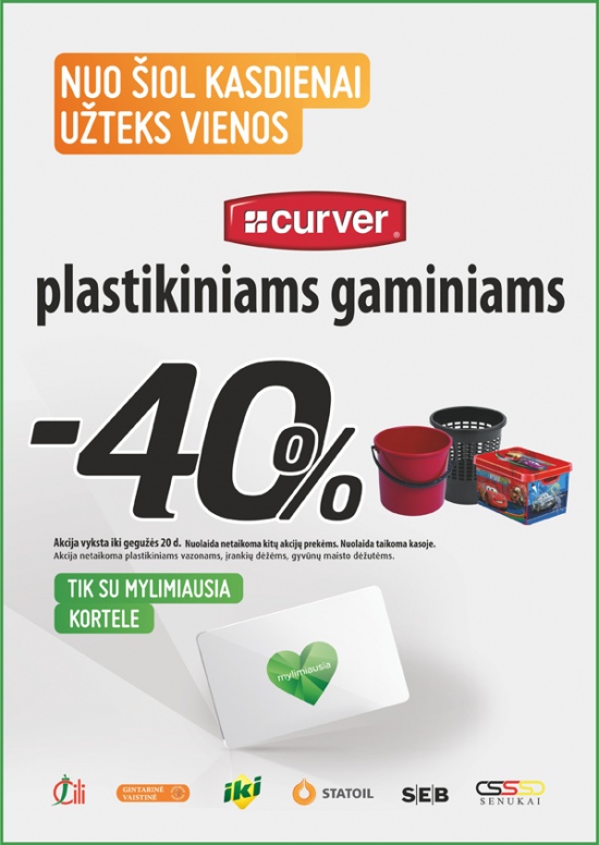 "Senukuose" net 40% nuolaida CURVER plastikiniams gaminiams iki 05.20!